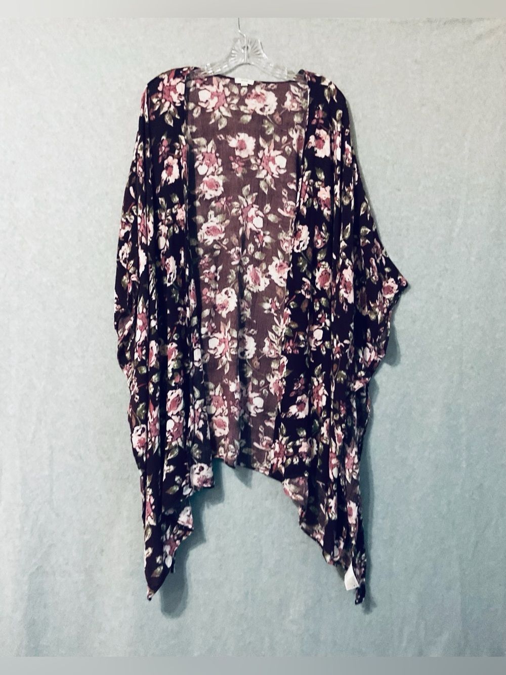 Ardene Burgandy  Floral Open Cardigan Sz OS